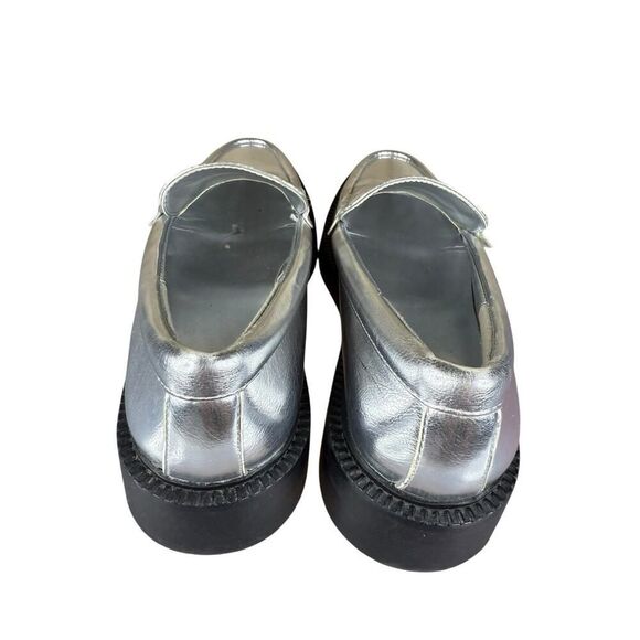 Zara Silver Metallic Loafers Platform Chunky Sole Faux Leather Shoes 37 6.5 - Picture 7 of 8